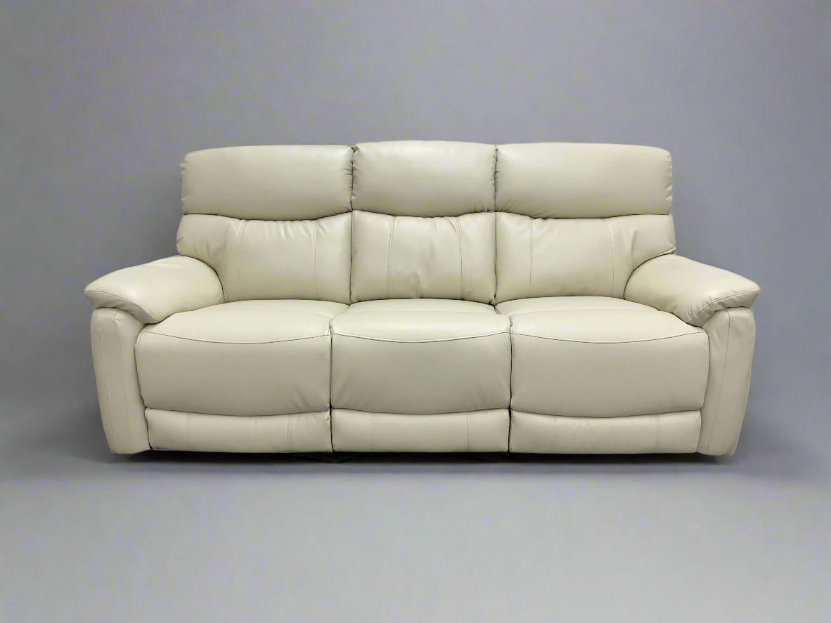 "Inca-Vino Moet" Ivory Leather Electric Recline 3 Seater Sofa