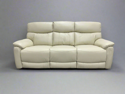 "Inca-Vino Moet" Ivory Leather Electric Recline 3 Seater Sofa