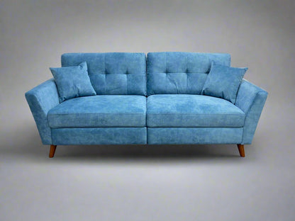 "Studio Renato" Velour Aqua Electric Recline 3 Seater Sofa